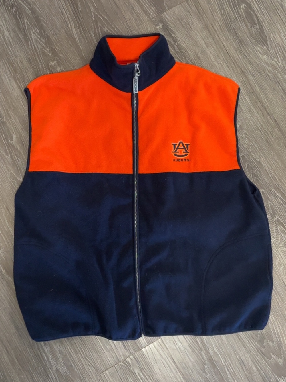 Auburn Colorblock Fleece Vest - Orange and Navy